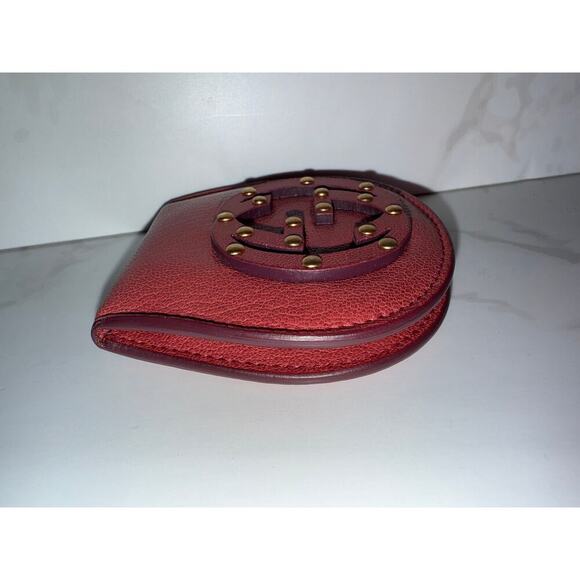 Gucci Studded GG Logo Leather Card Case - Red - Picture 5 of 7
